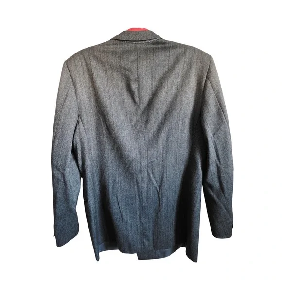 LIDO Mens 42 Double Breasted Wool Blazer Made in Italy Charcoal Pinstripe